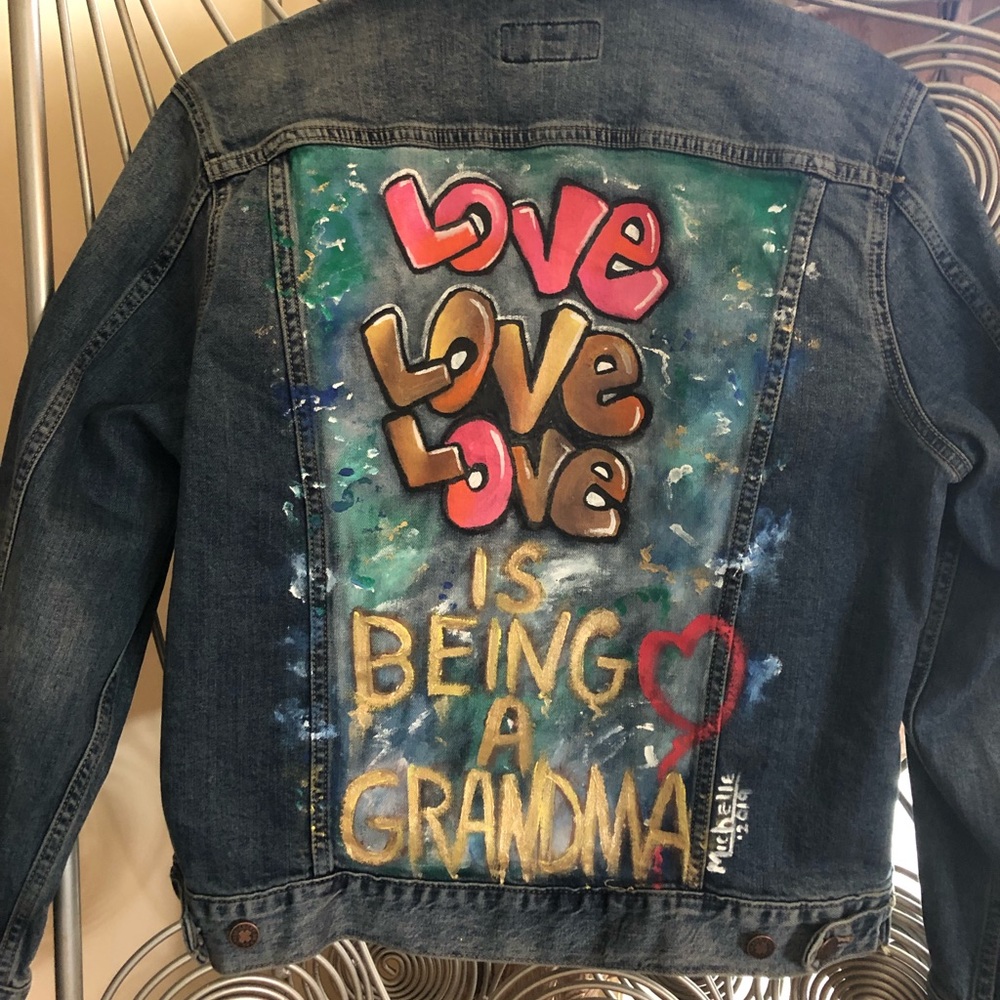 New!! Woman’s Handpainted Denim Jacket❤️Size L